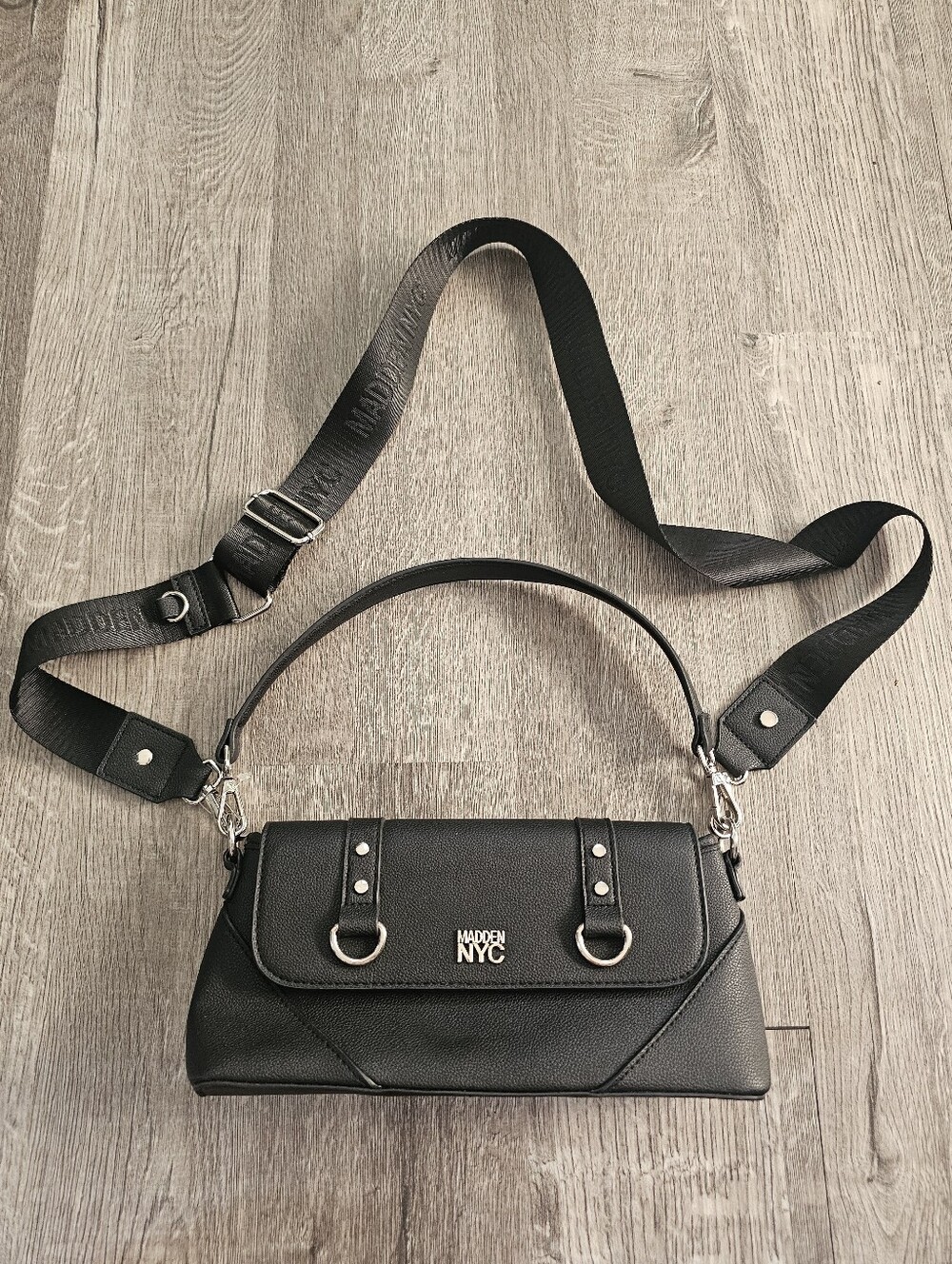 Steve Madden Black Crossbody Bag with Wide Strap